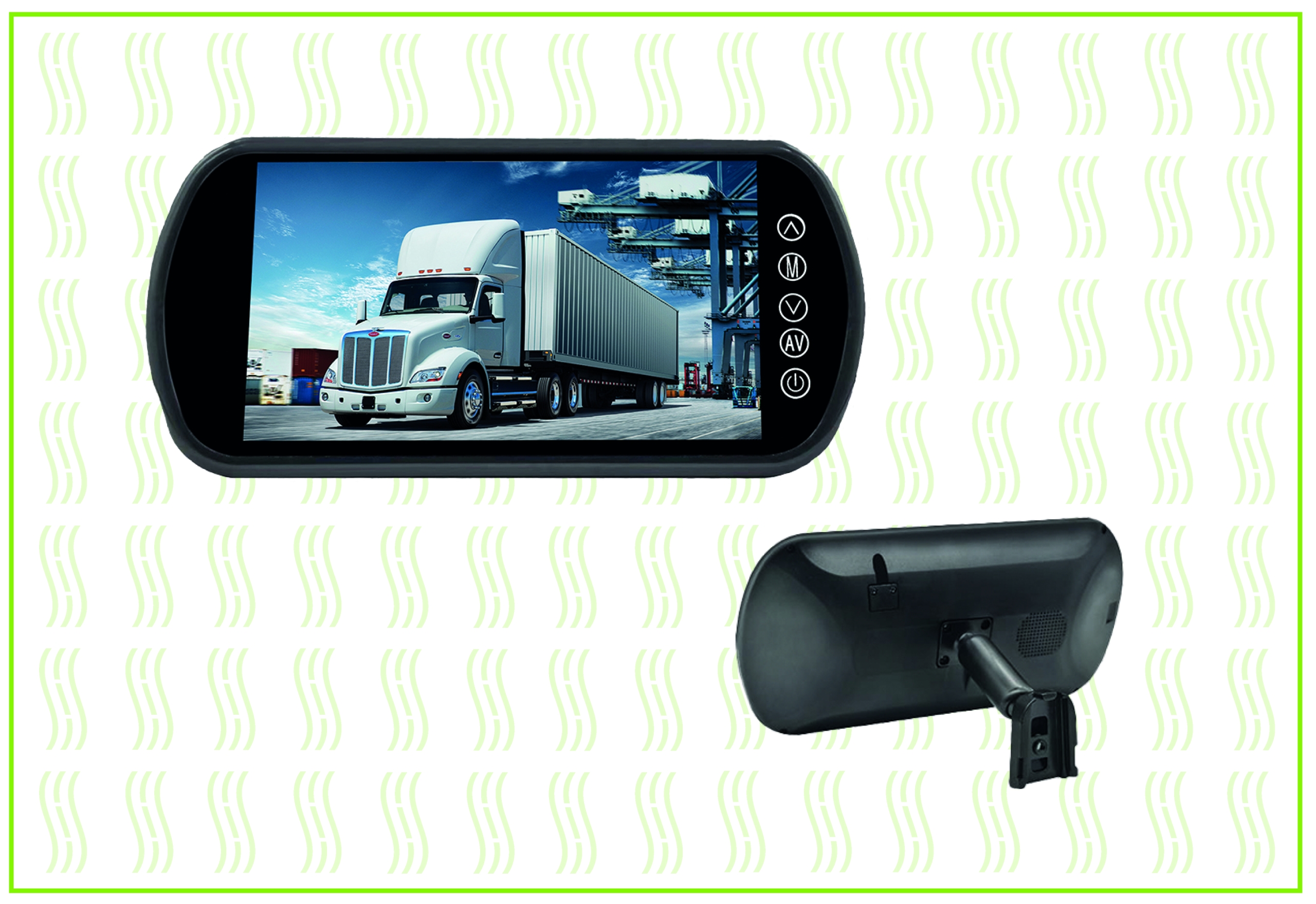 7" 2AV Mirror Monitor AHD with Auto Dimming - Includes Universal Mount (Can Be Used with Dash Brackets)